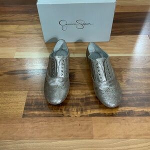 Jessica Simpson Gold Glitter Loafers